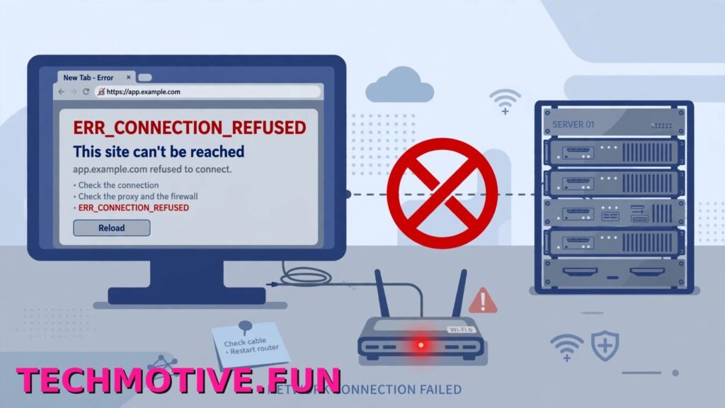 Chrome error page on Windows 11 showing This site can't be reached and ERR_CONNECTION_REFUSED